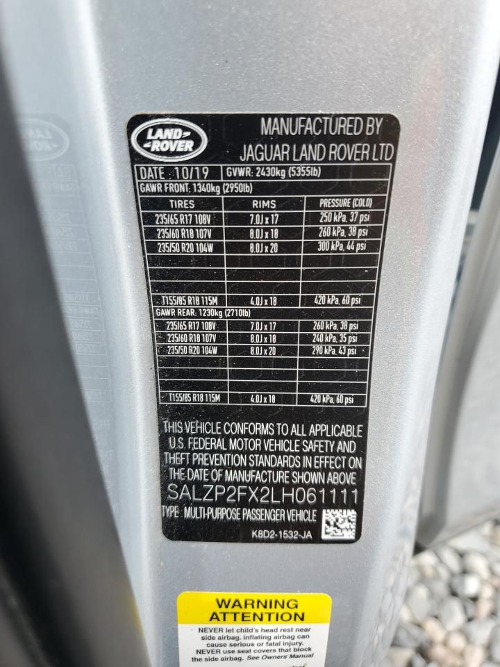 2020 Land Rover Range Rover Evoque se