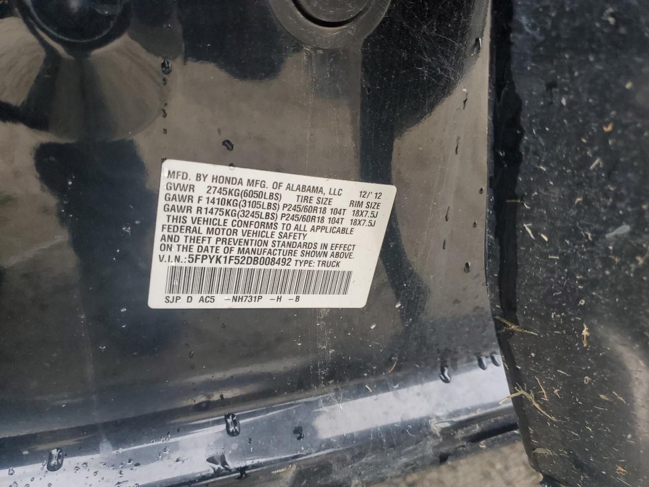 2013 Honda Ridgeline rtl