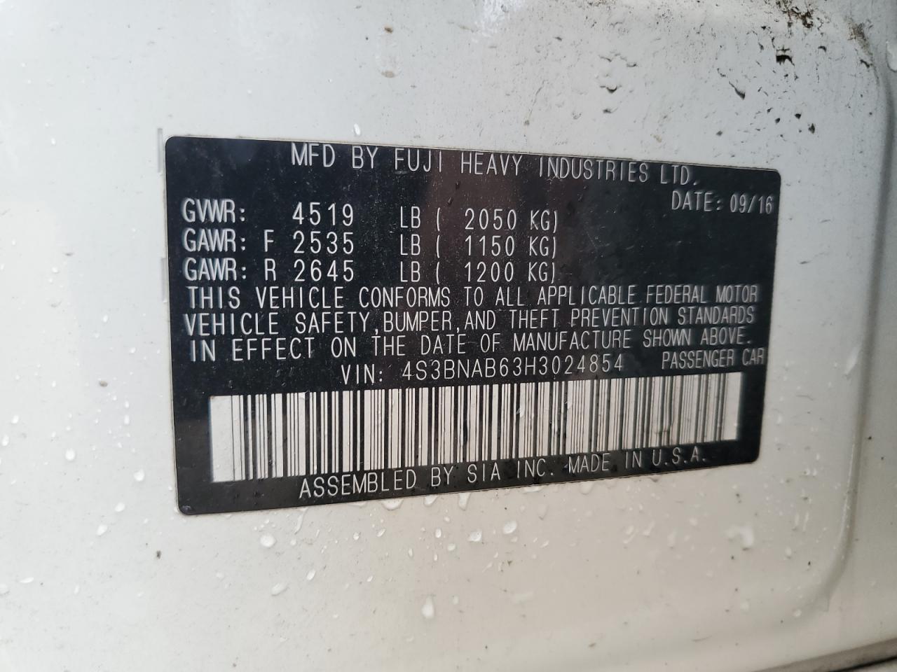 2017 Subaru Legacy 2.5i
