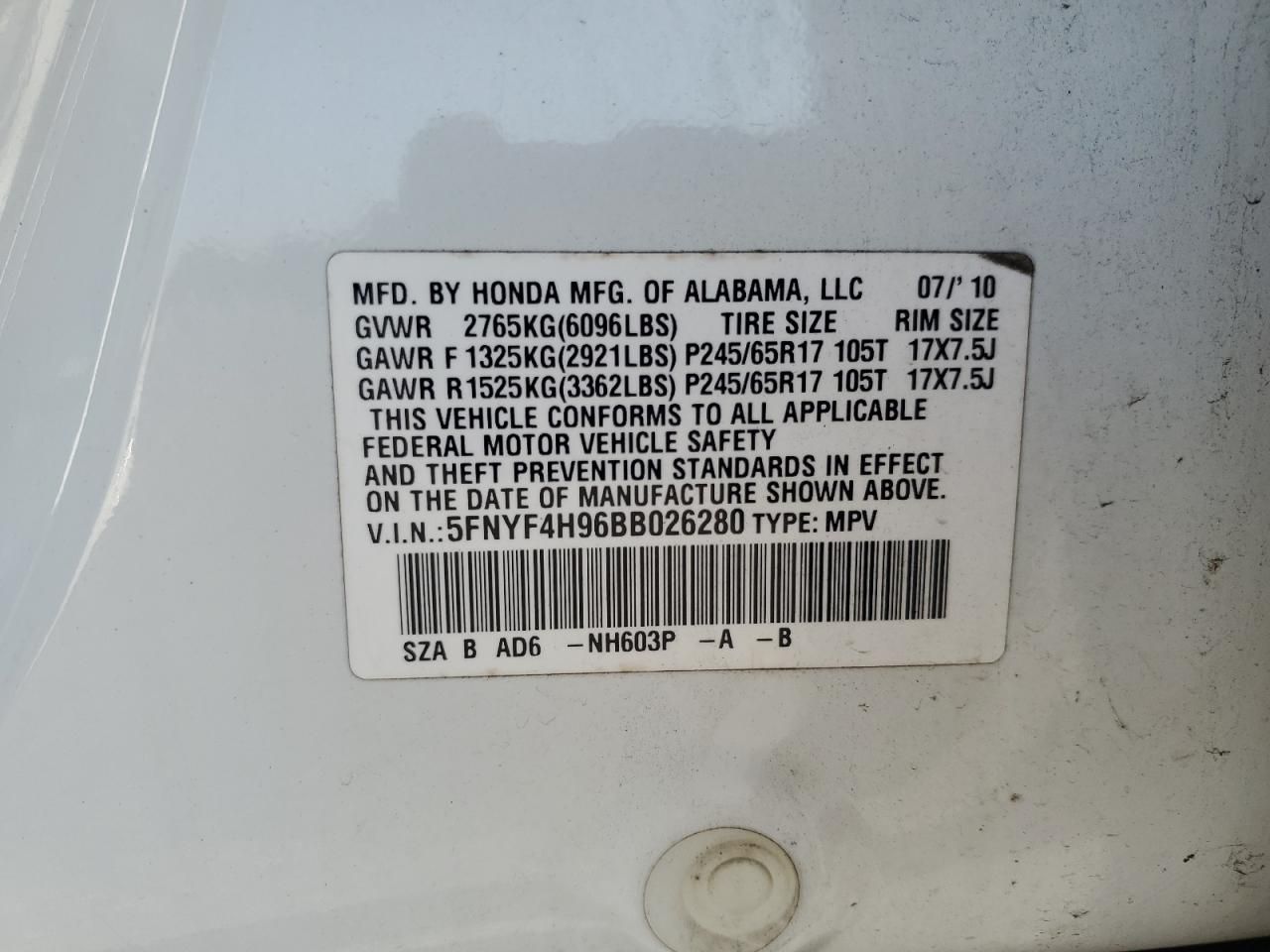 2011 Honda Pilot Touring