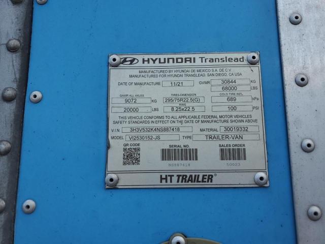 2022 Hyun DAI Translead V12530152-JS DRY Van Trailer
