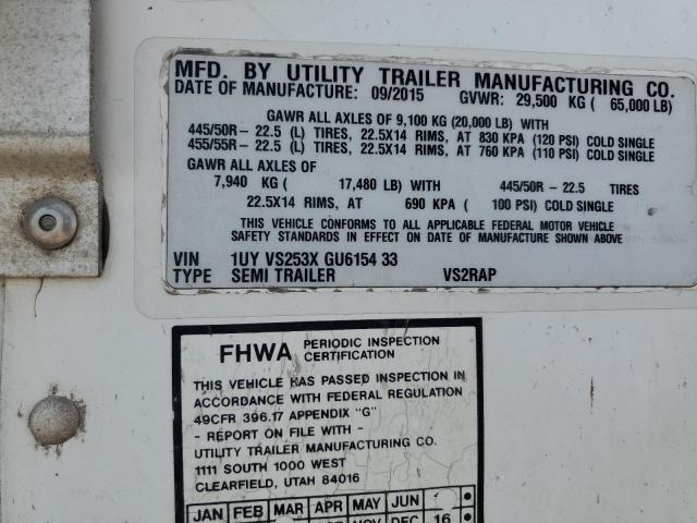 2016 Utility VS2RAP Refrigerated Van Trailer