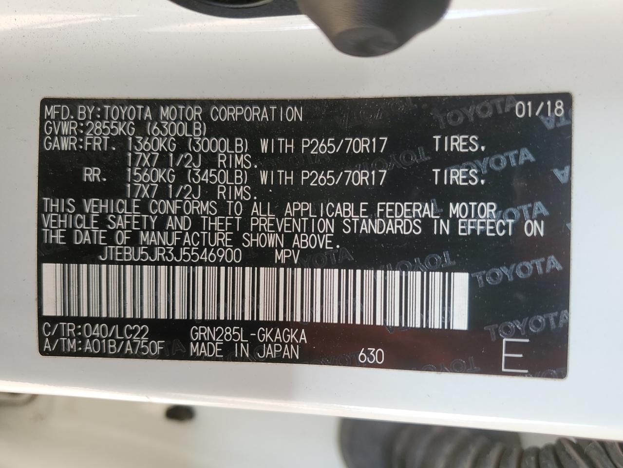 2018 Toyota 4runner Sr5/sr5 Premium