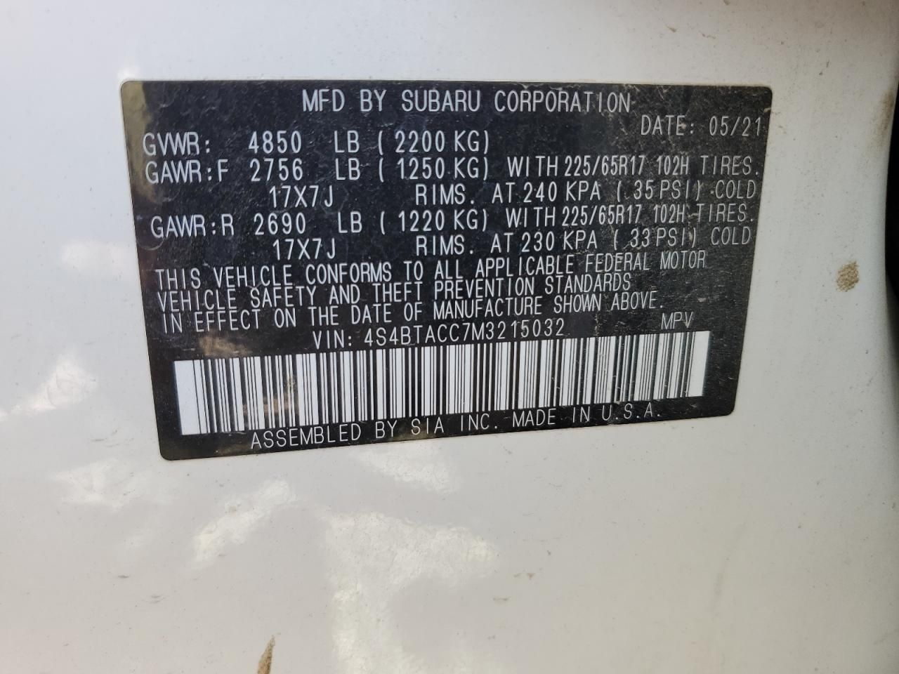 2021 Subaru Outback Premium