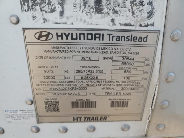 2019 Hyundai Translead VC2530152-AJS DRY Van Trailer