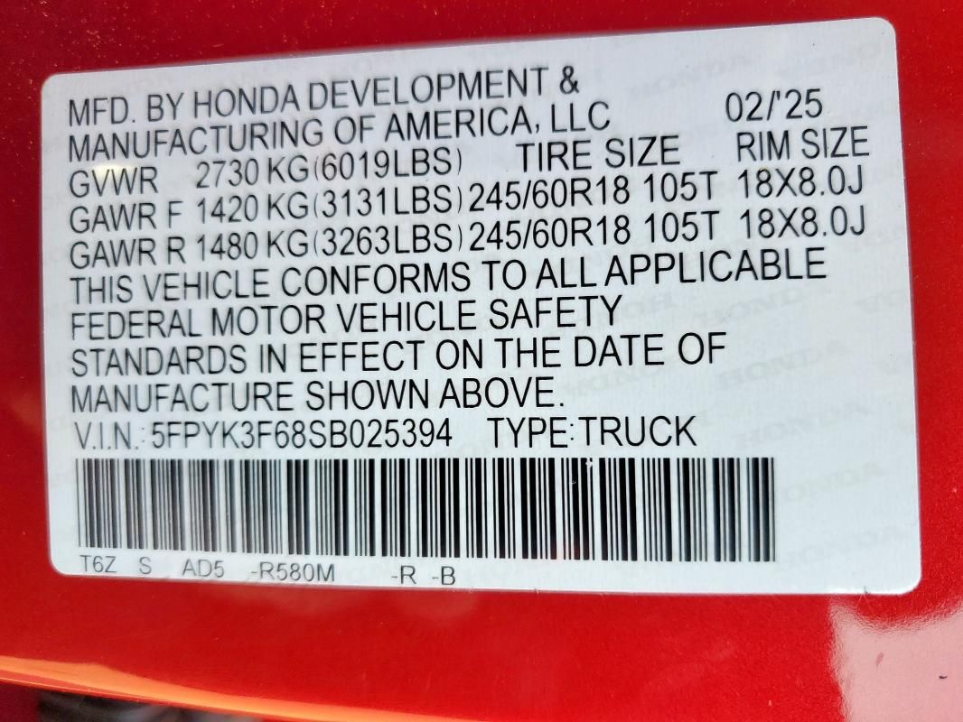 2025 Honda Ridgeline Trail Sport