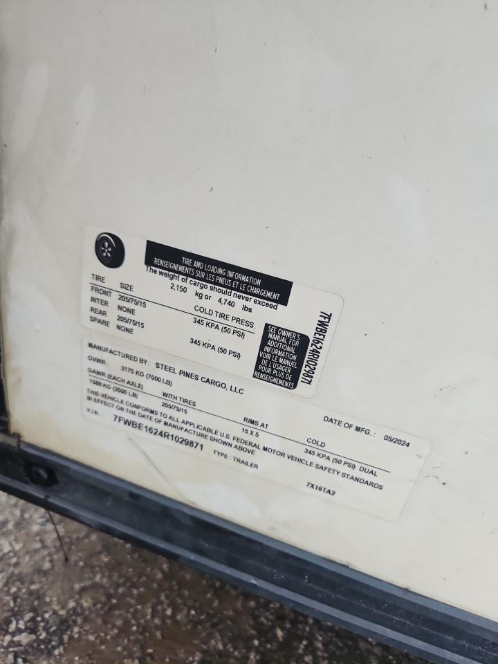 2024 Steel Pines 2024 High Country 7X16TA2 Enclosed Cargo Trailer