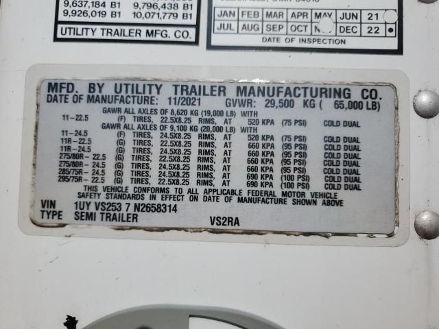 2022 Utility VS2RA Refrigerated Van Trailer