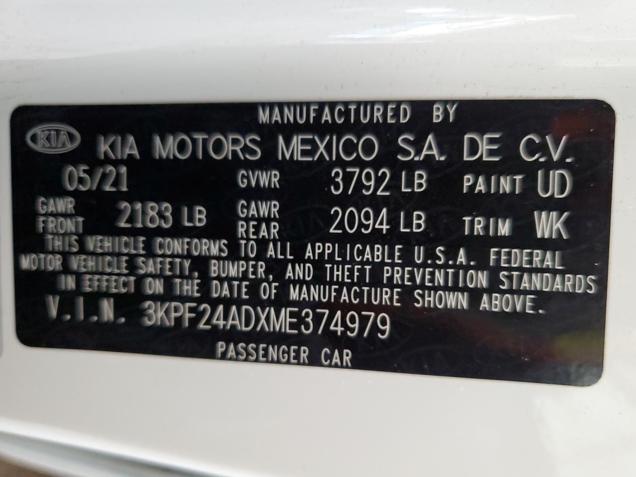 2021 KIA Forte fe