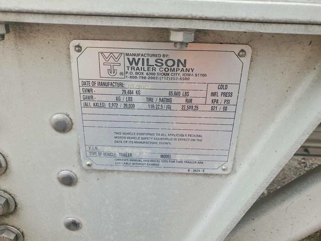 2018 Wilson DWH-500 Grain Trailer