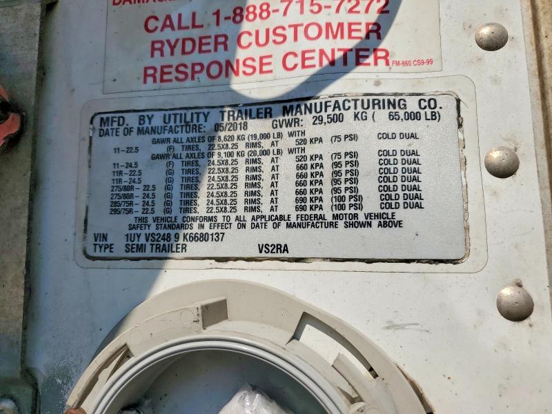 2019 Utility VS2RA Refrigerated Van Trailer