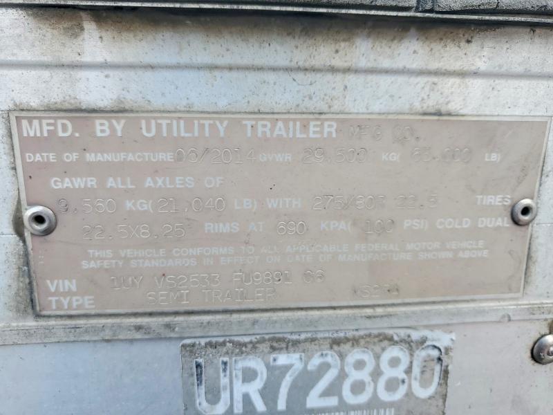 2015 Utility VS2RA Refrigerated Van Trailer
