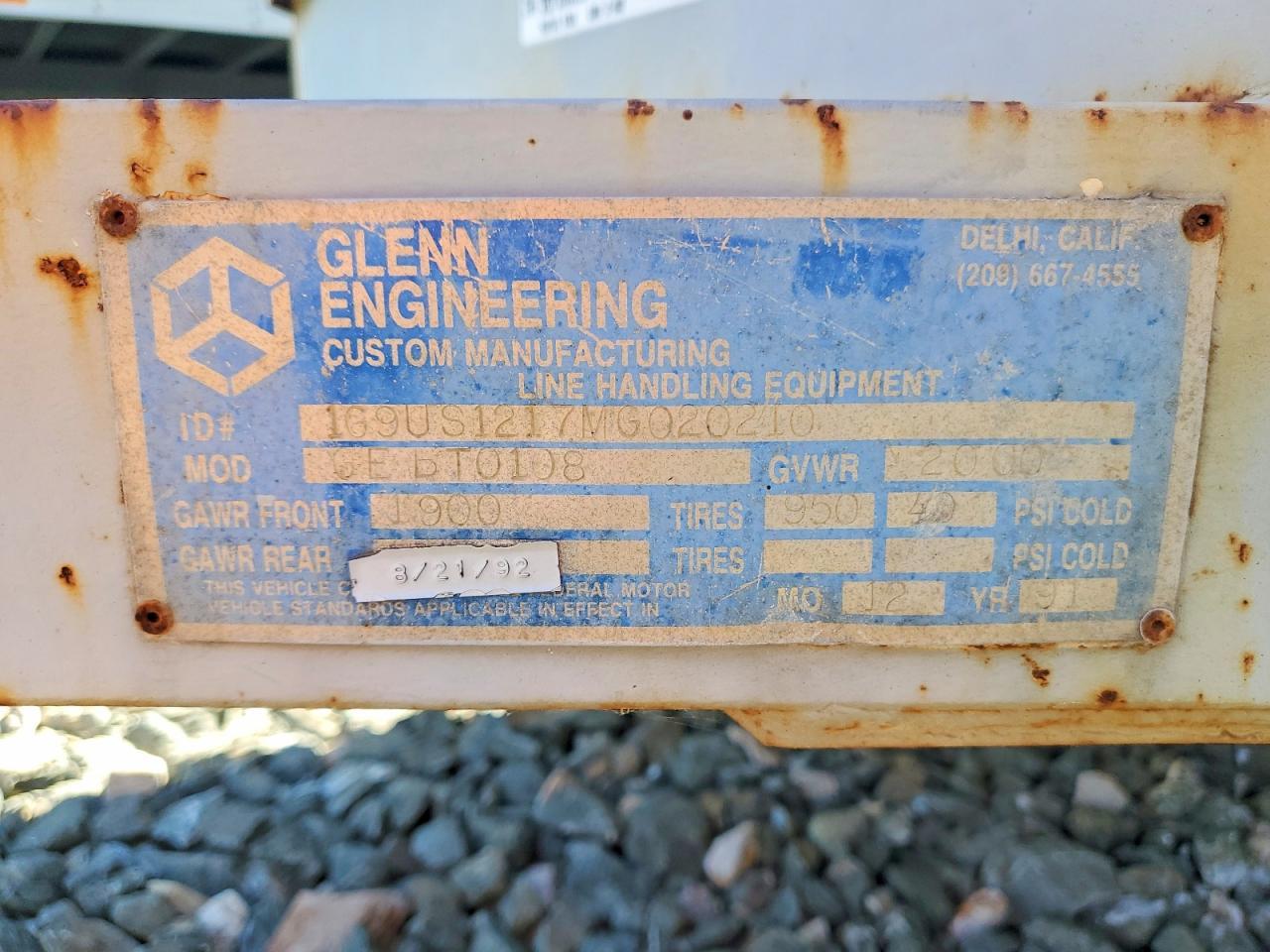 1991 Glennering 1991 Glenn Engineering Utility Trailer