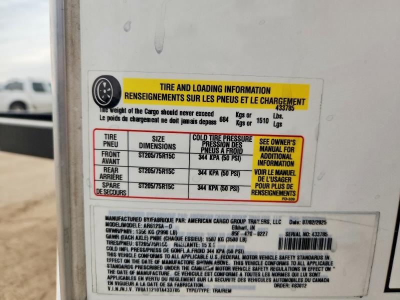 2026 American Cargo Grp Inc 2026 American Cargo AR612SA-D Enclosed Cargo Trail