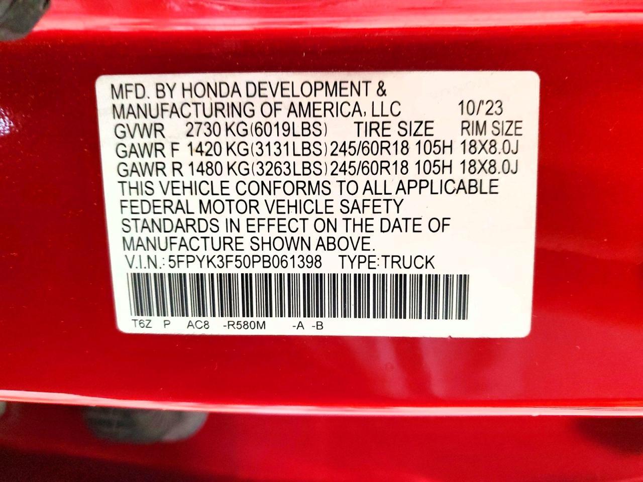 2023 Honda Ridgeline RTL
