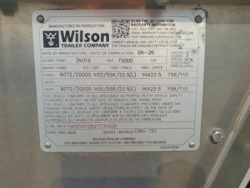 2027 Wilson 2027 Wilson DWH-751 Grain Trailer