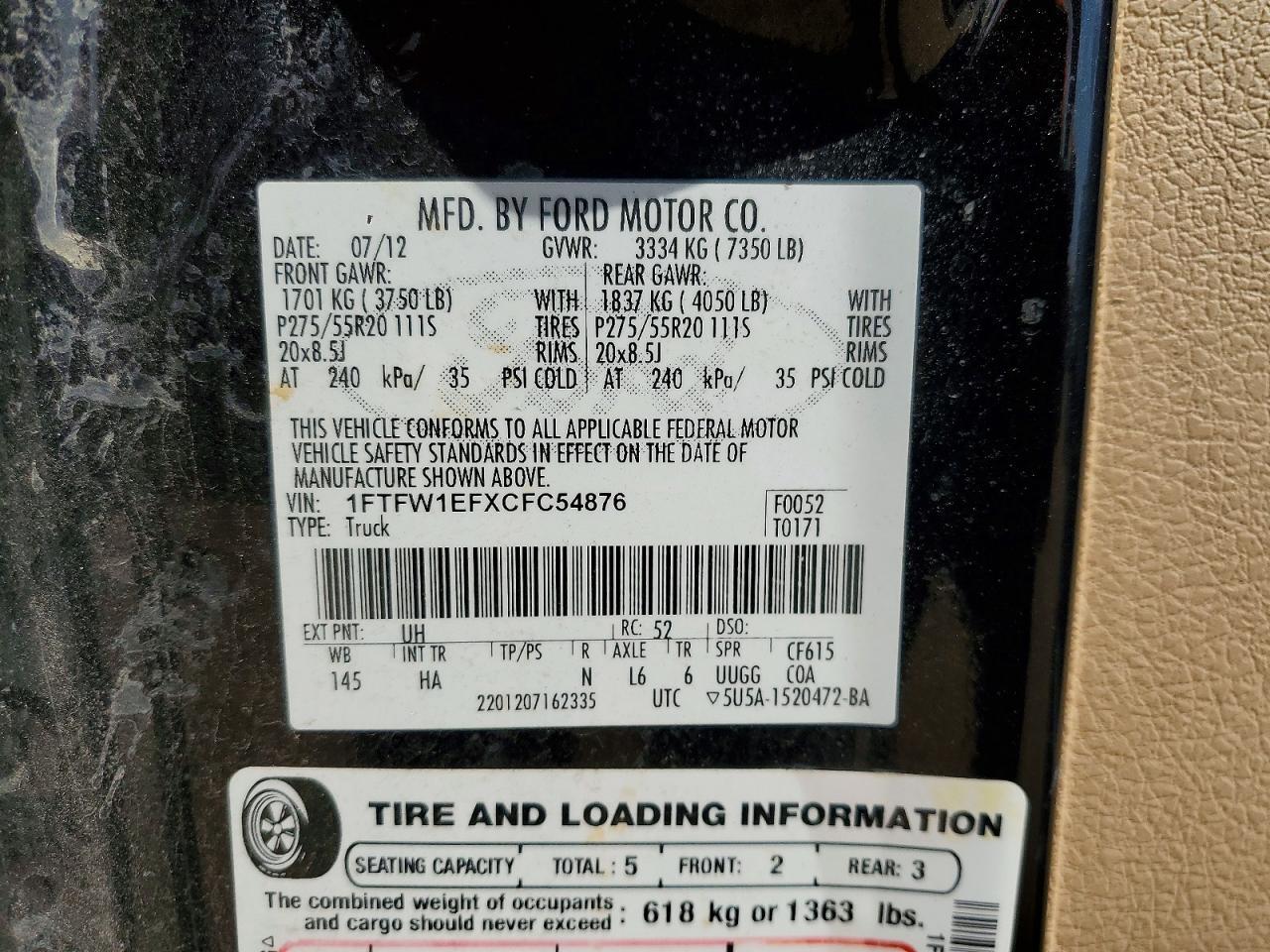 2012 Ford F150 Supercrew