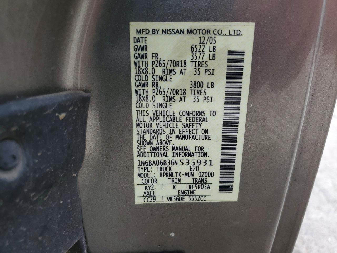 2006 Nissan Titan XE FFV