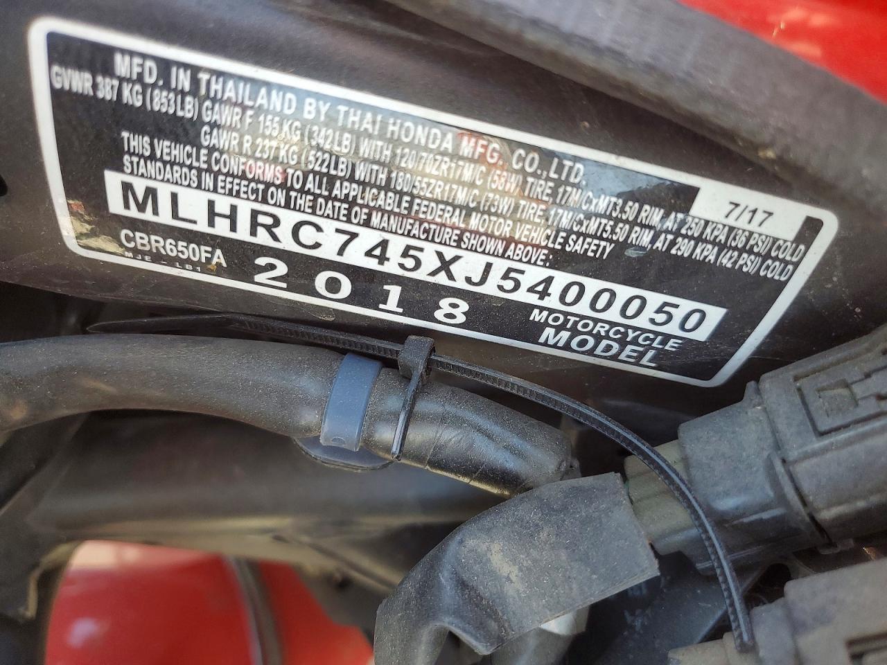 2018 Honda CBR650 FA
