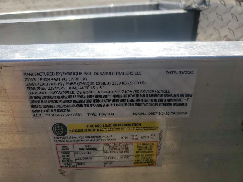 2025 Dura Bull 8.5X20TA Enclosed Cargo Trailer