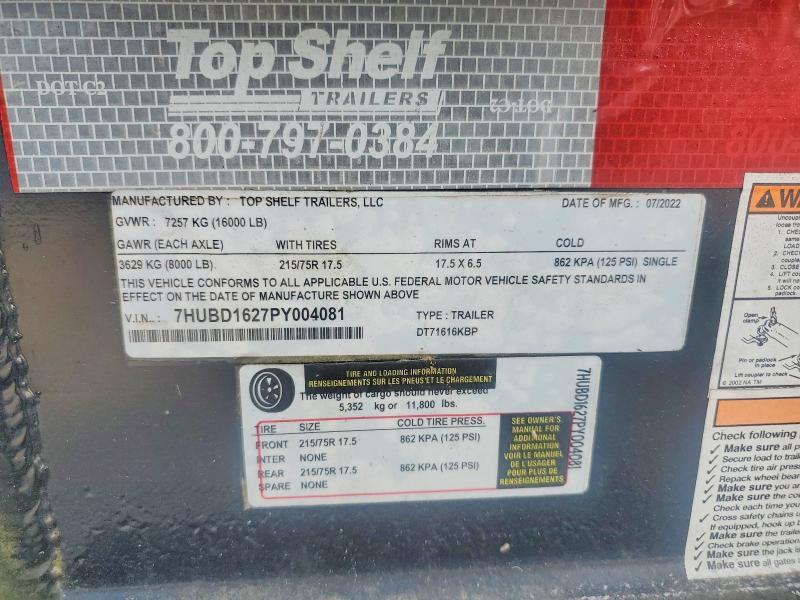 2023 Top Shelf DT71616KBP Dump Trailer