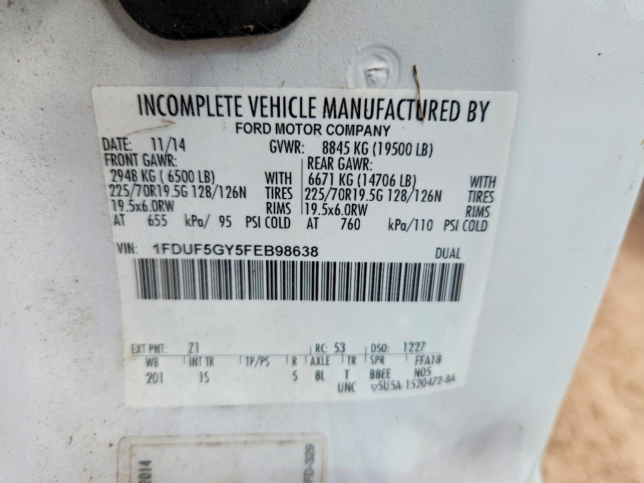 2015 Ford F550 Super Duty