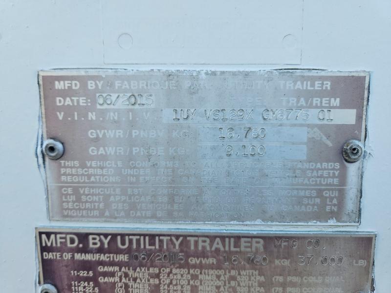 2016 Utility ITY Refrigerated Van Trailer
