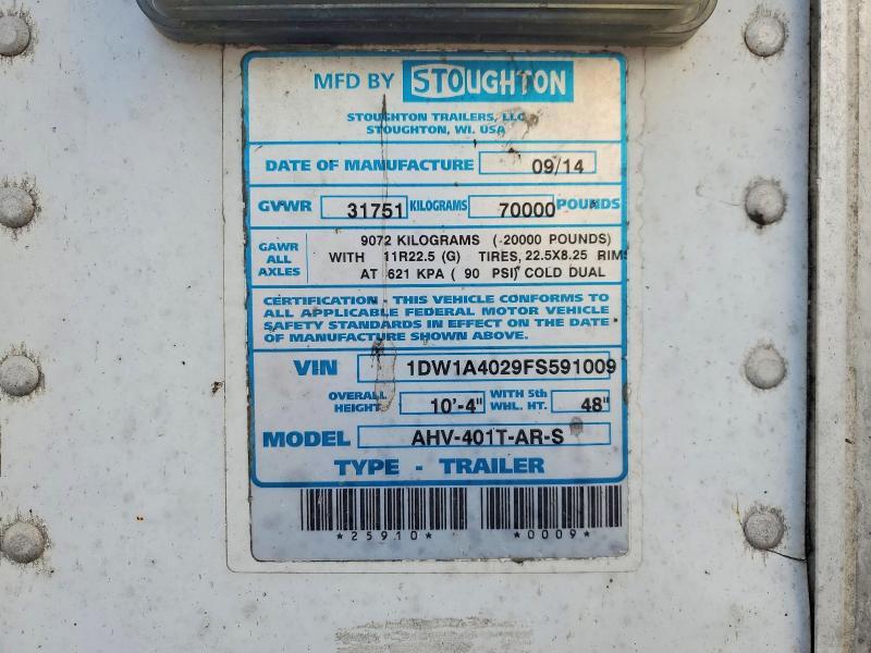 2015 Stoughton Ahv-401t-ar-s Grain Trailer