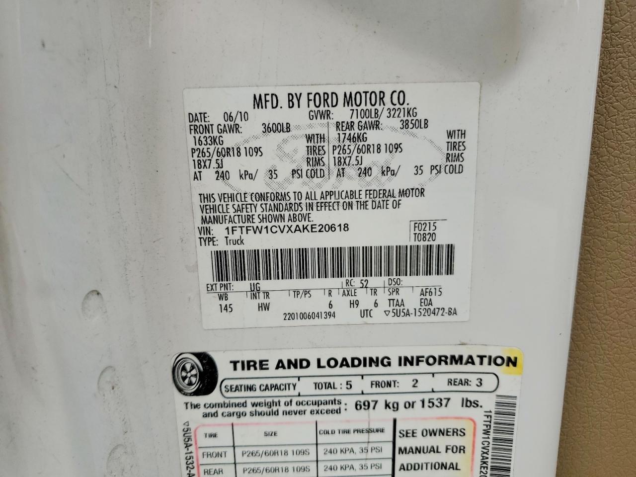 2010 Ford F150 Supercrew