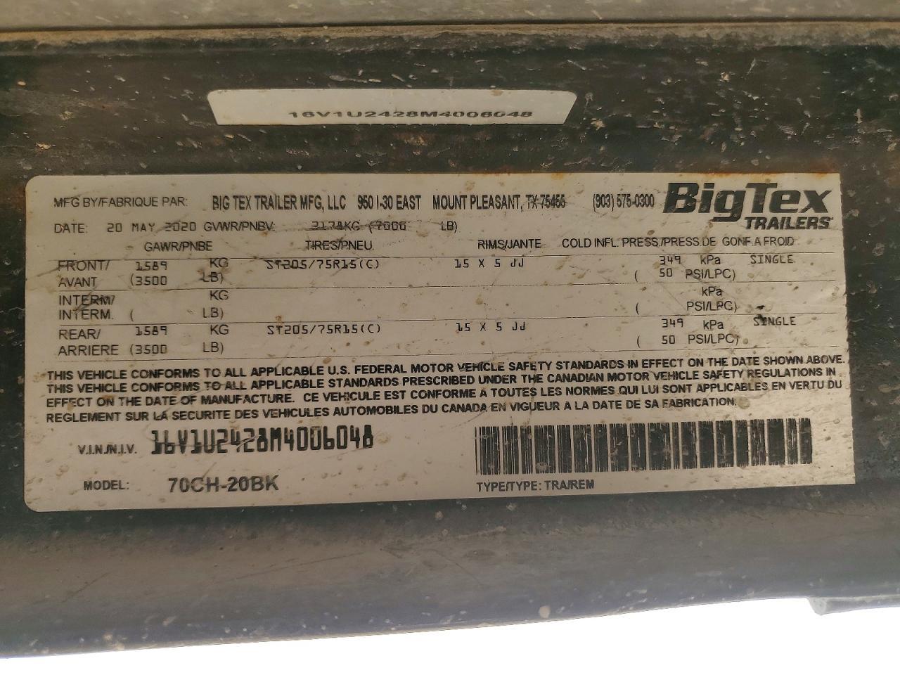 2021 Big Tex Flatbed Trailer