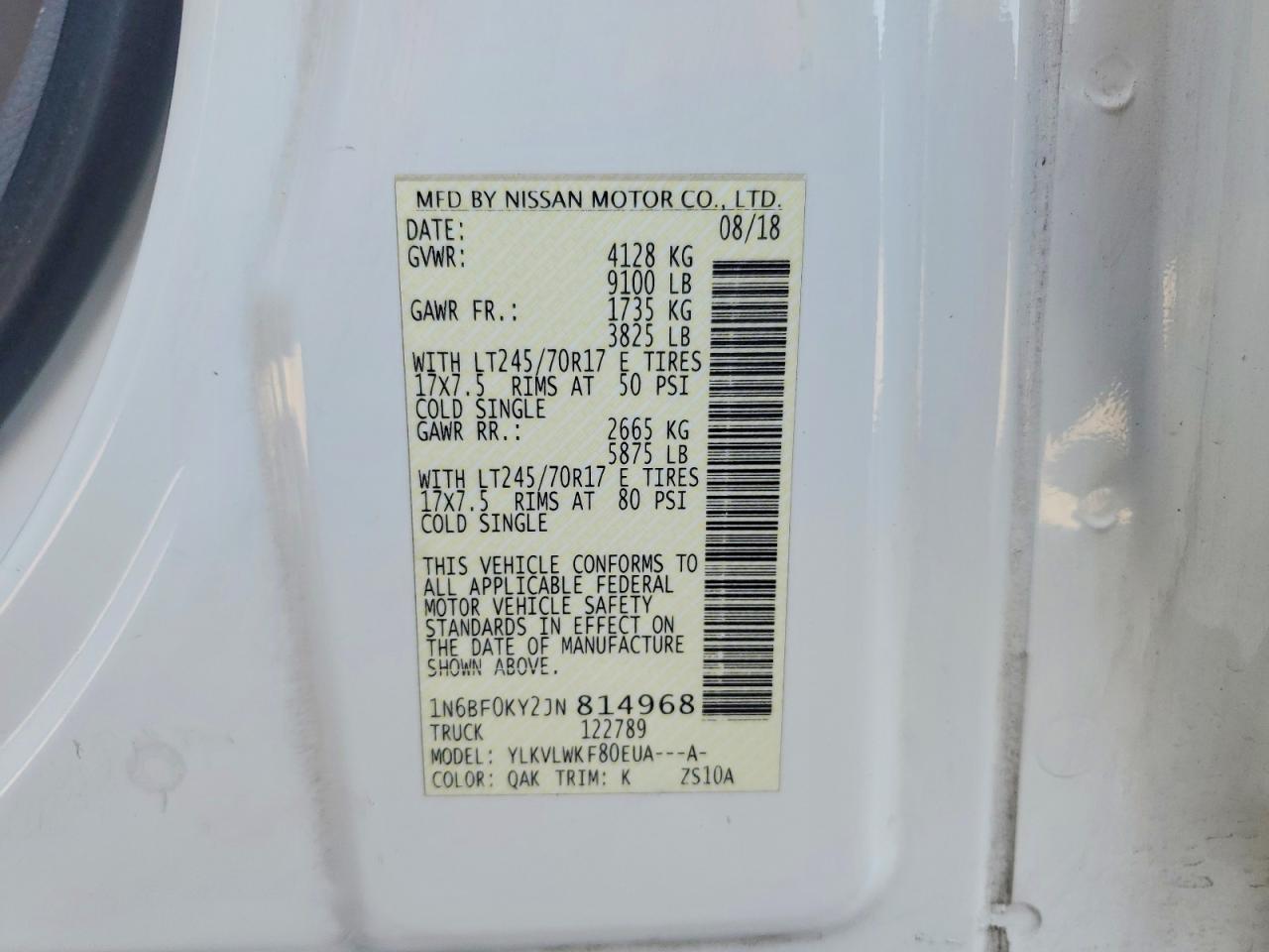 2018 Nissan NV 2500 HD S