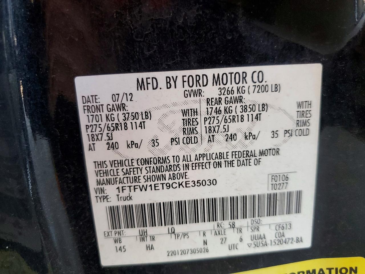 2012 Ford F150 Supercrew