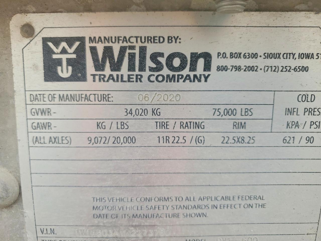 2021 Wilson 2021 Wilson DWH-600 Grain Trailer