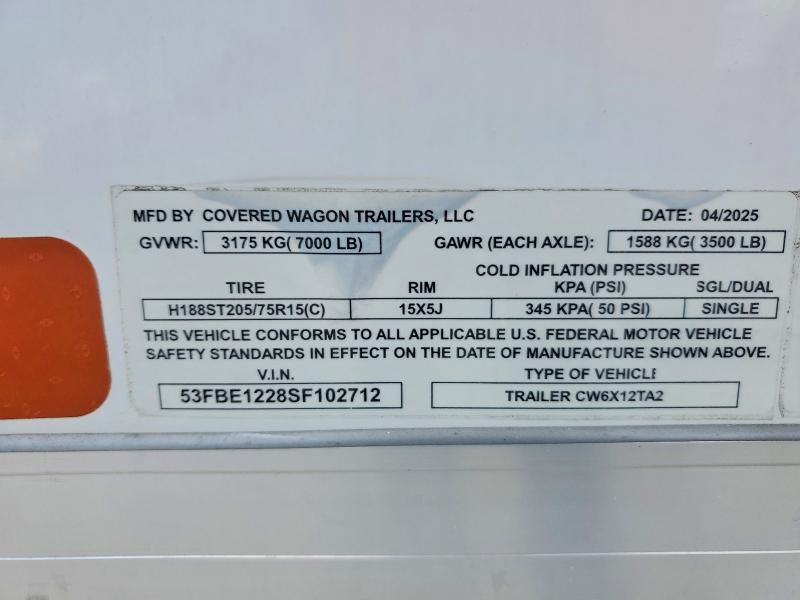2025 Covered Wagon CW6X12TA2 Enclosed Cargo Trailer