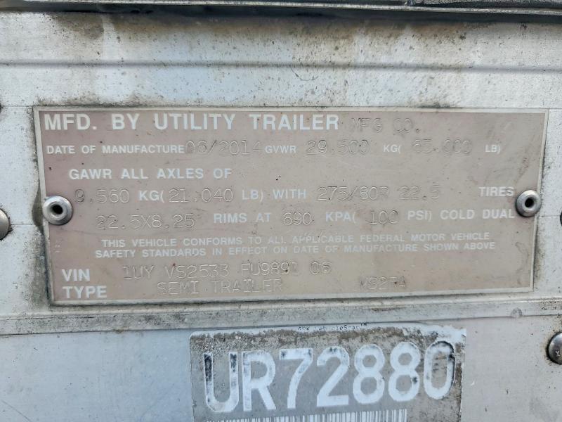 2015 Utility VS2RA Refrigerated Van Trailer