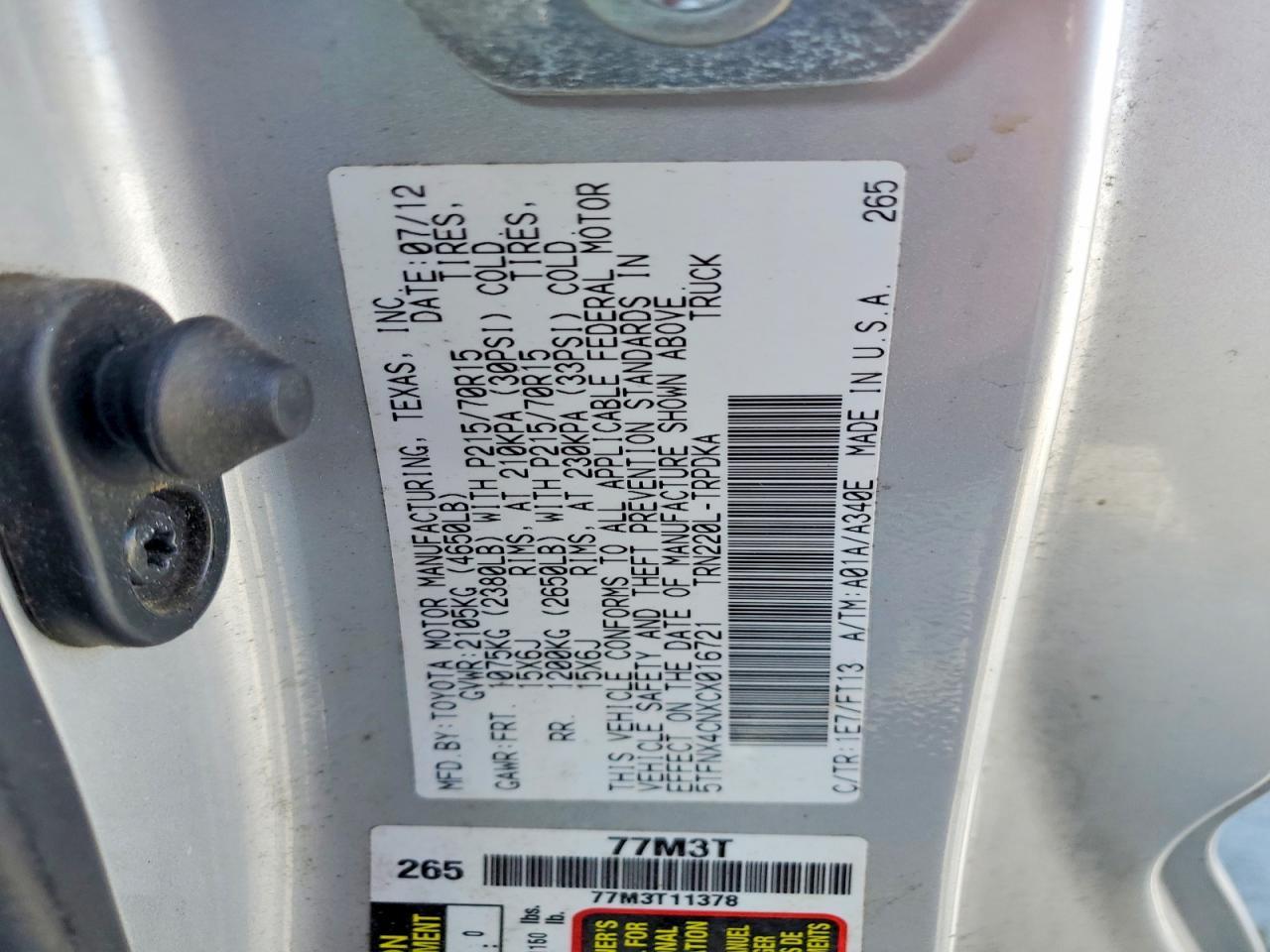 2012 Toyota Tacoma Base