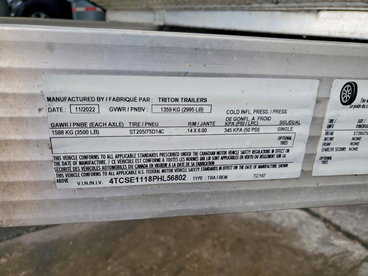 2023 Triton Trailer TC-167