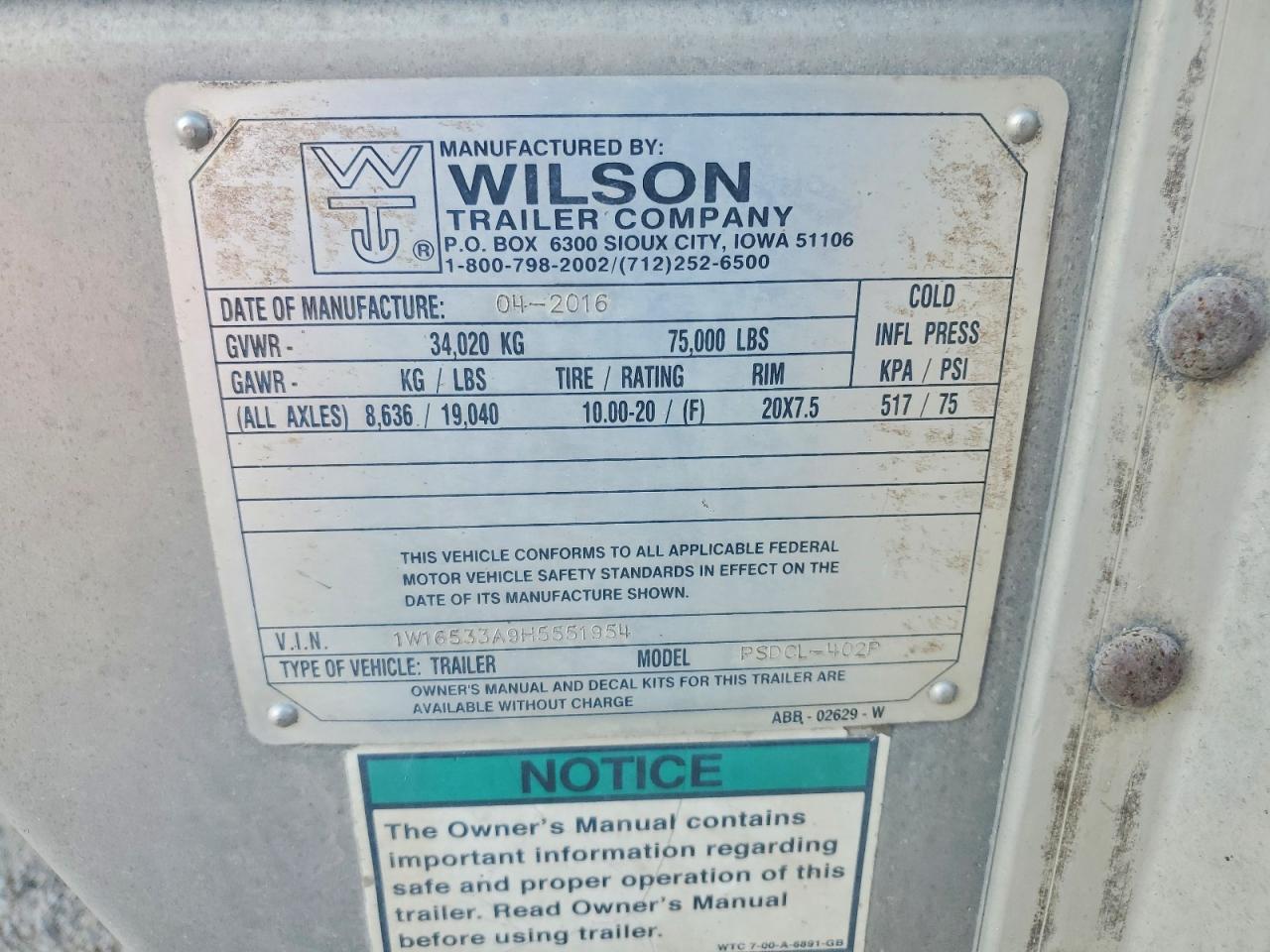 2017 Wilson Trailer 2017 Wilson PSDCL-402P Livestock Trailer