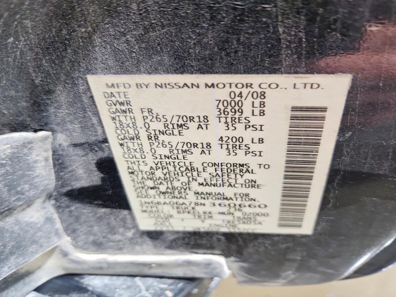 2008 Nissan Titan XE FFV