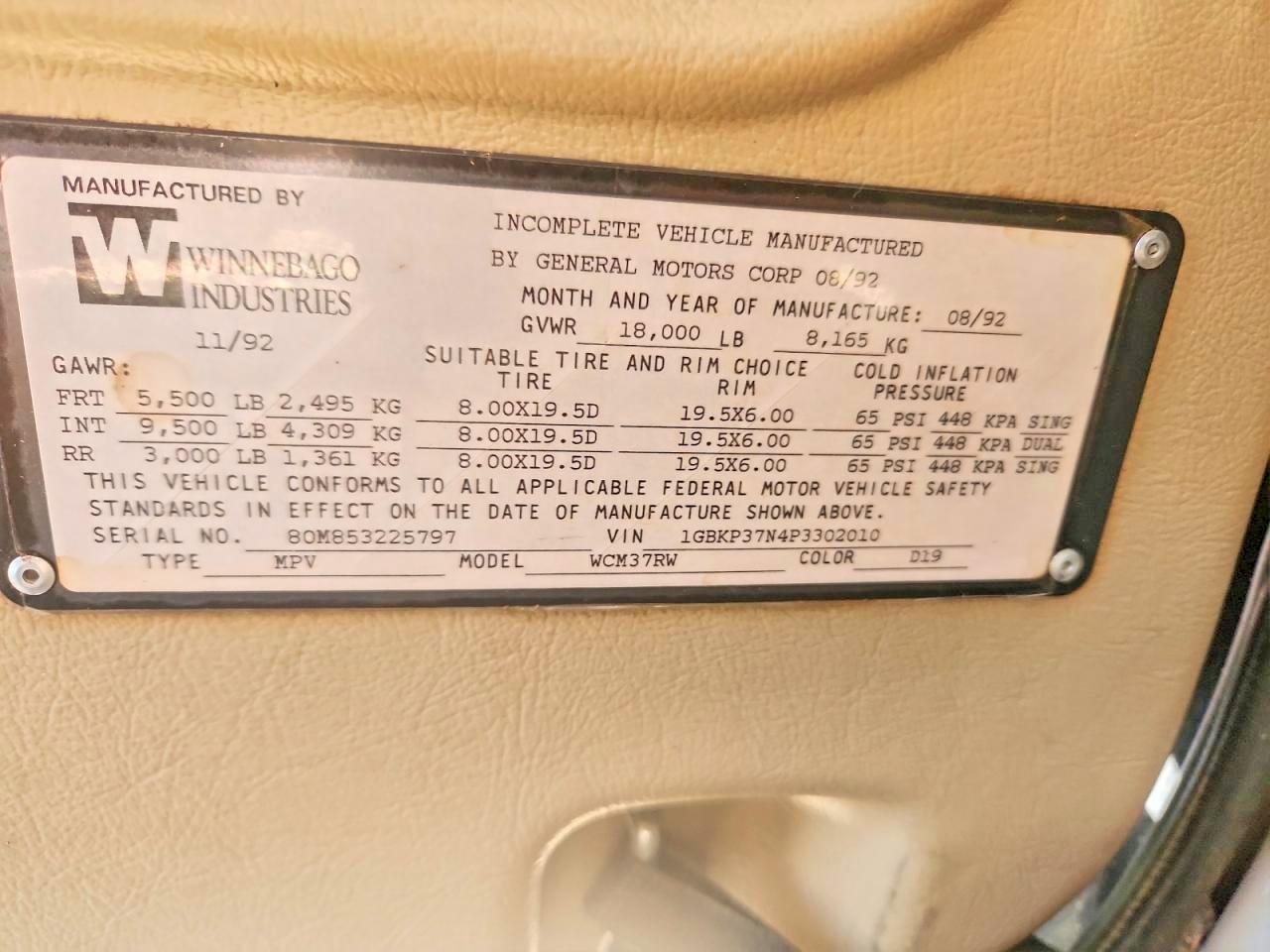 1993 Chevrolet 1993 WIN P30