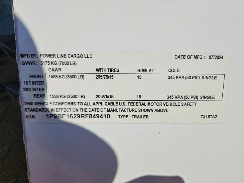 2024 Powerline Cargo 7x16ta2 Enclosed Cargo Trailer