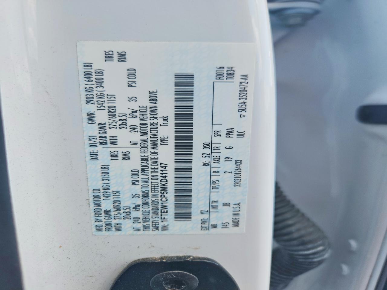 2021 Ford F150 Supercrew