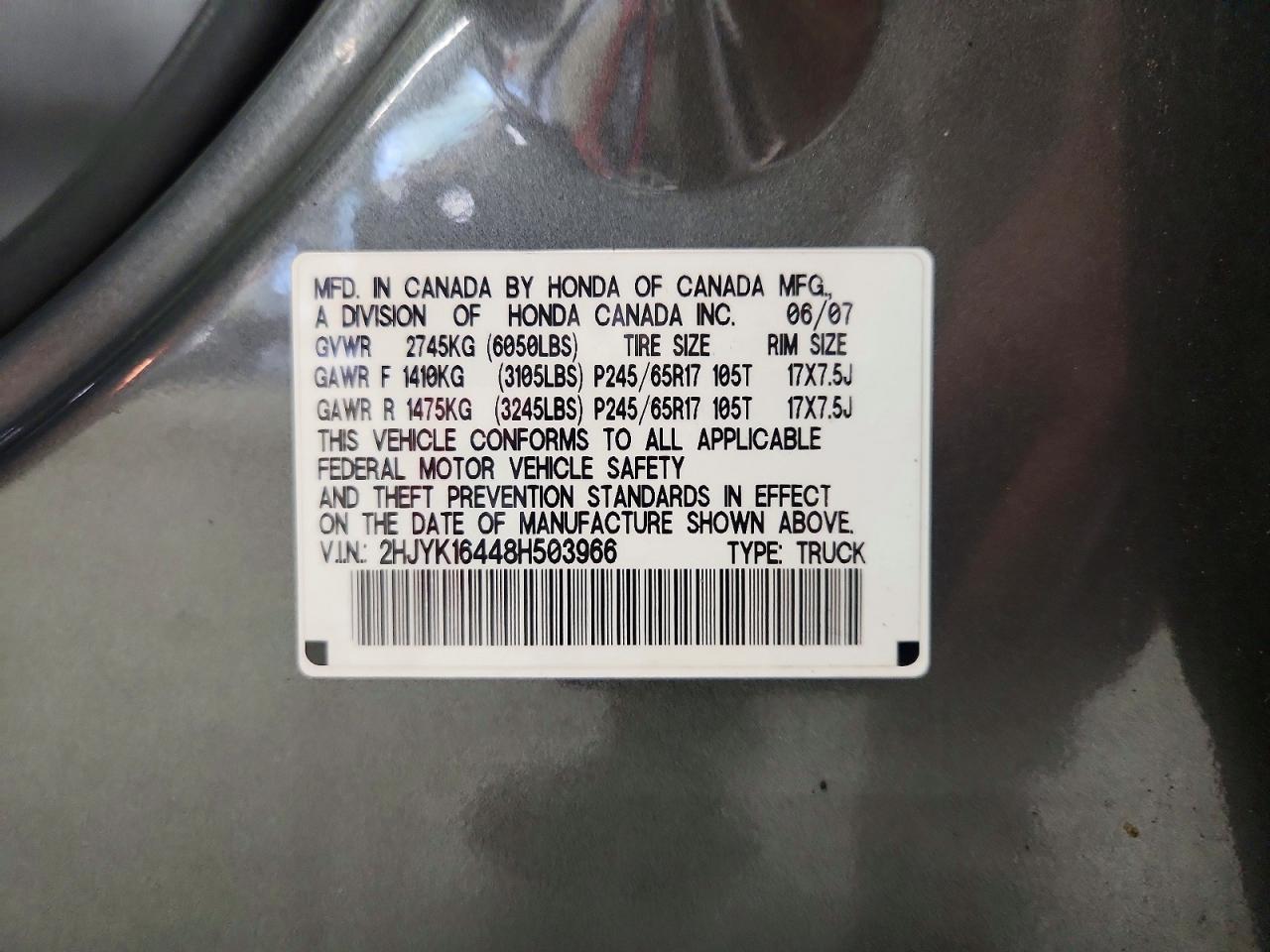2008 Honda Ridgeline RTS