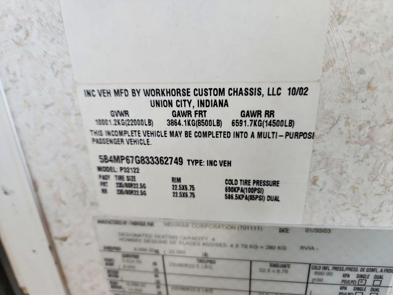 2003 Workhorse Custom Chassis 2003 Workhorse W22 RV