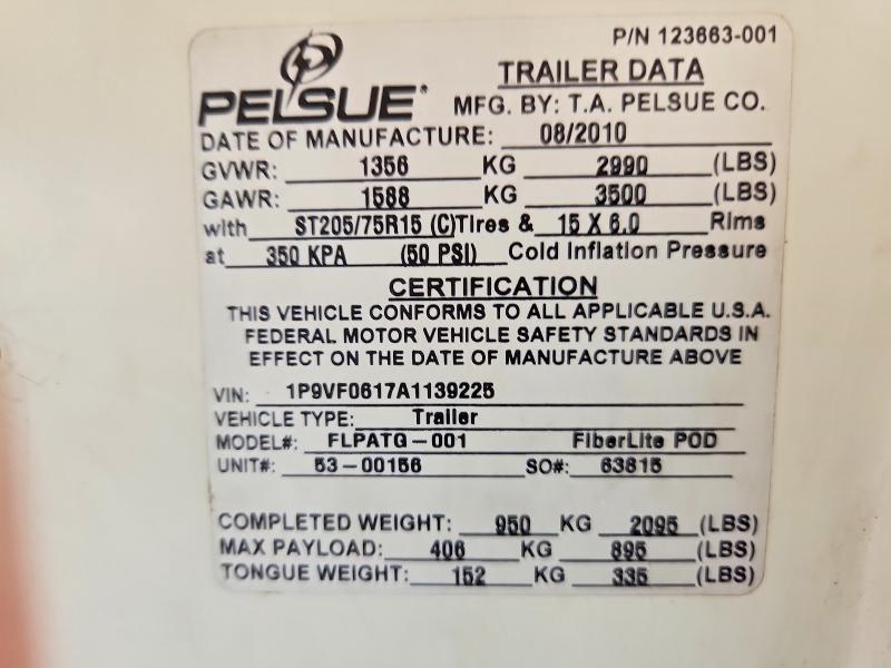 2010 Pelsue Flpatg-001 Fiber Optic Splicing Trailer
