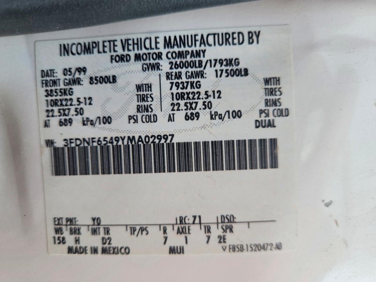 2000 Ford F650 Super Duty Water Truck