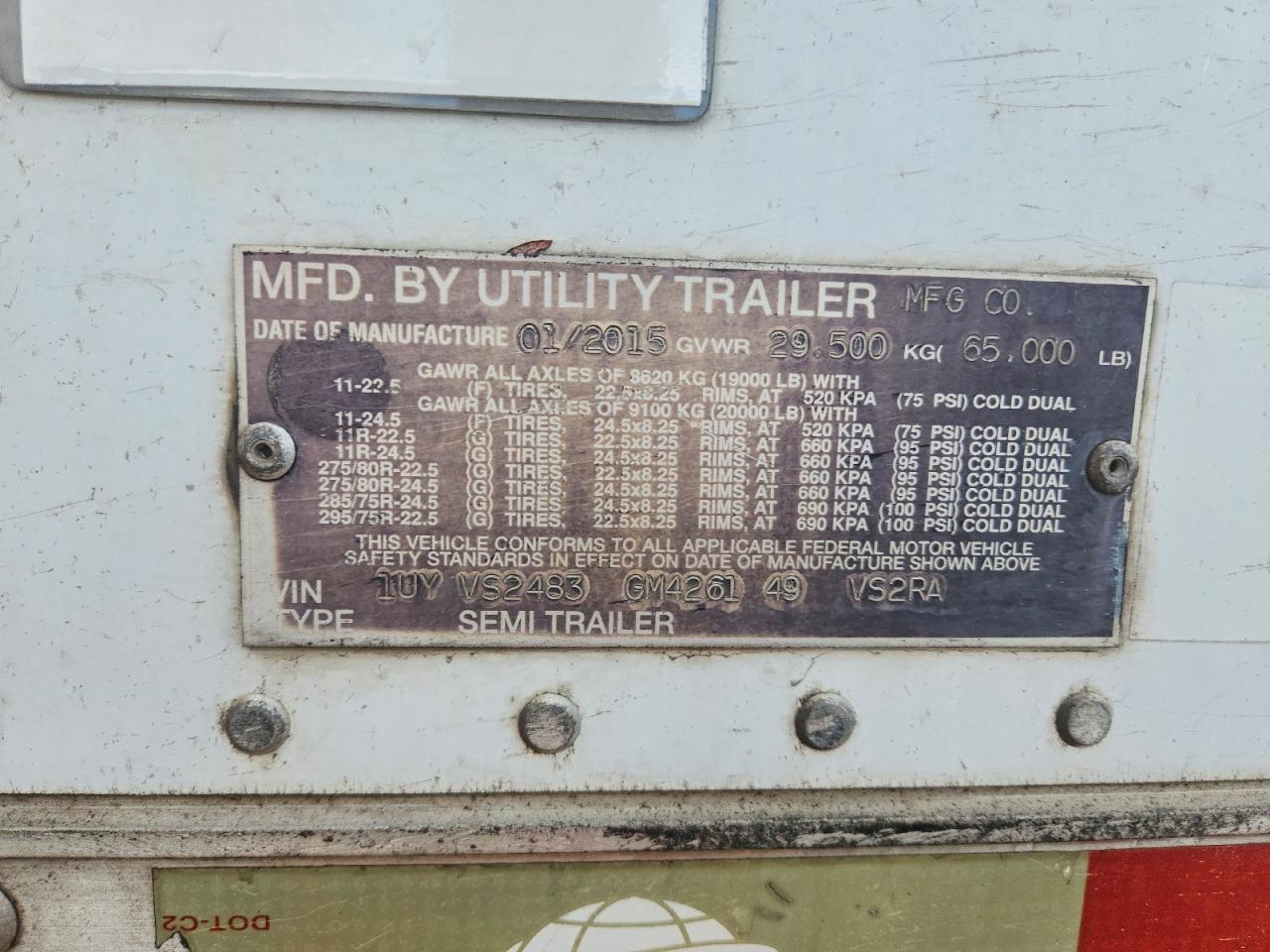 2016 Utility Trailer 2016 Utility VS2RA Refrigerated Van Trailer
