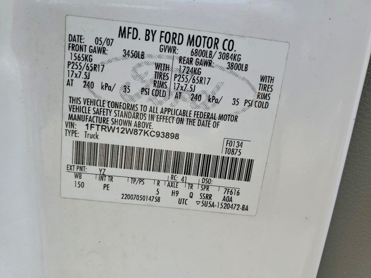 2007 Ford F150 Supercrew