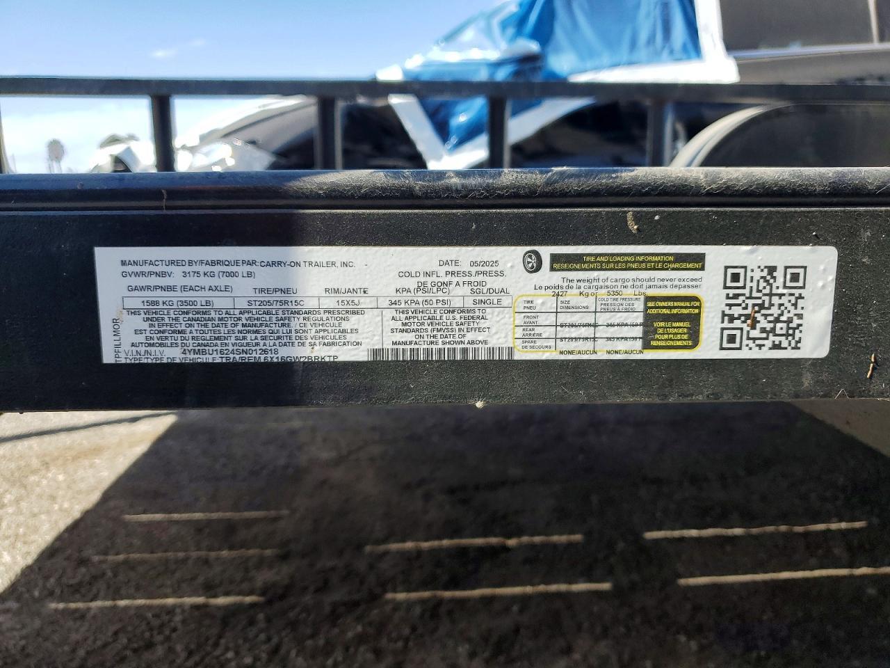 2025 Carry-On 6X16GW2BRKTP Utility Trailer