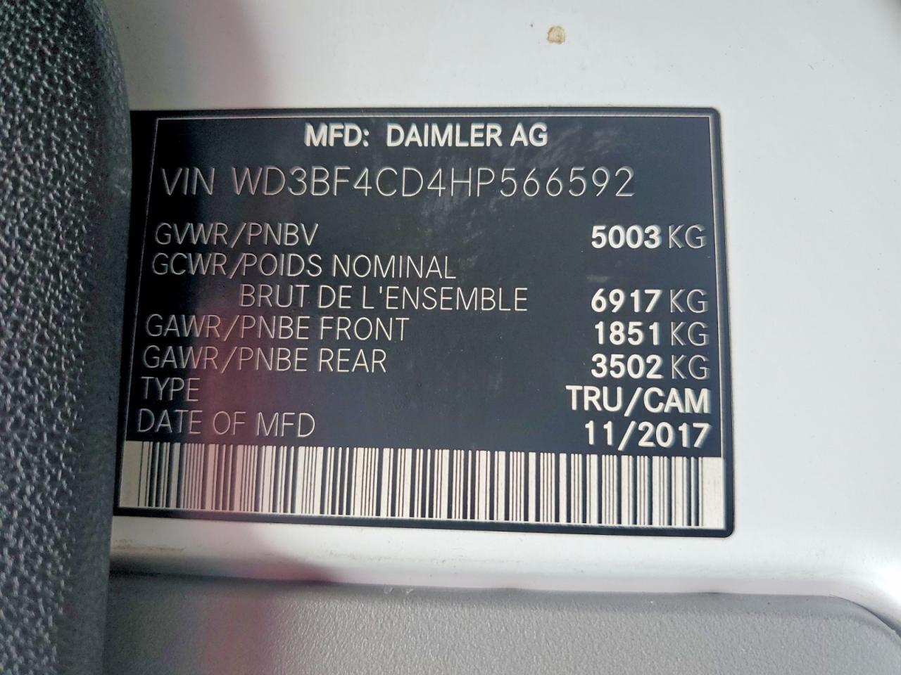 2017 Mercedes-Benz Sprinter 3500